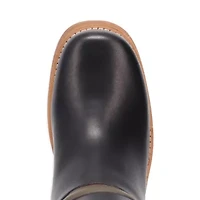 Dingo Womens Patches Leather Boot Stacked Heel Cowboy Boots