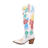 Dingo Womens Austin Leather Boot Block Heel Cowboy Boots