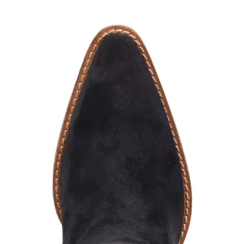 Dingo Womens Star Power Suede Leather Bootie Stacked Heel Cowboy Boots