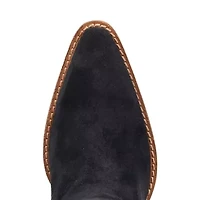 Dingo Womens Star Power Suede Leather Bootie Stacked Heel Cowboy Boots