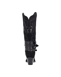 Dingo Womens Buck Wild Suede Leather Boot Block Heel Cowboy Boots