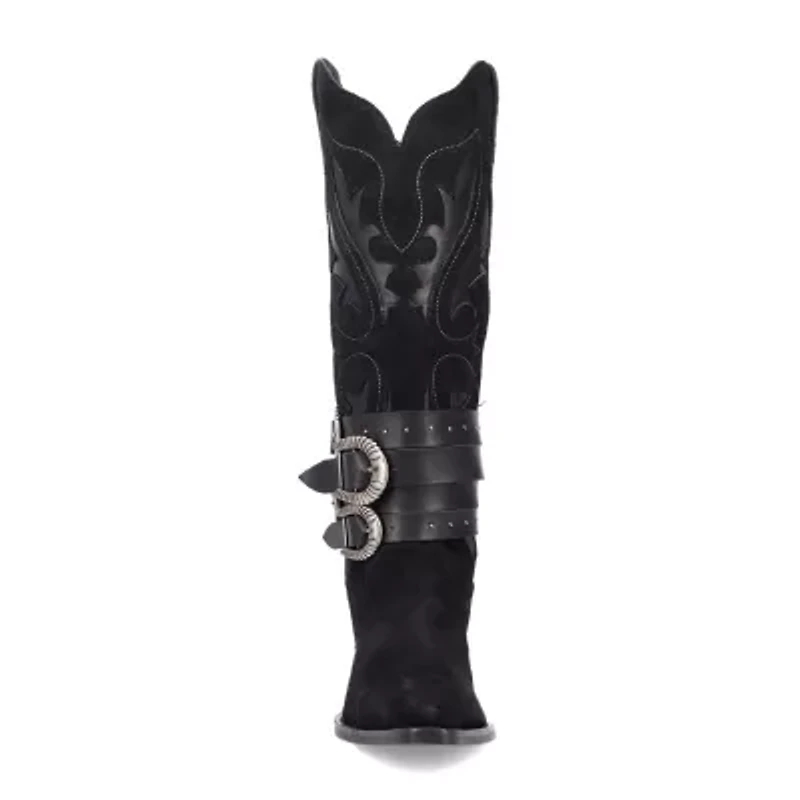 Dingo Womens Buck Wild Suede Leather Boot Block Heel Cowboy Boots