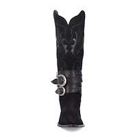 Dingo Womens Buck Wild Suede Leather Boot Block Heel Cowboy Boots