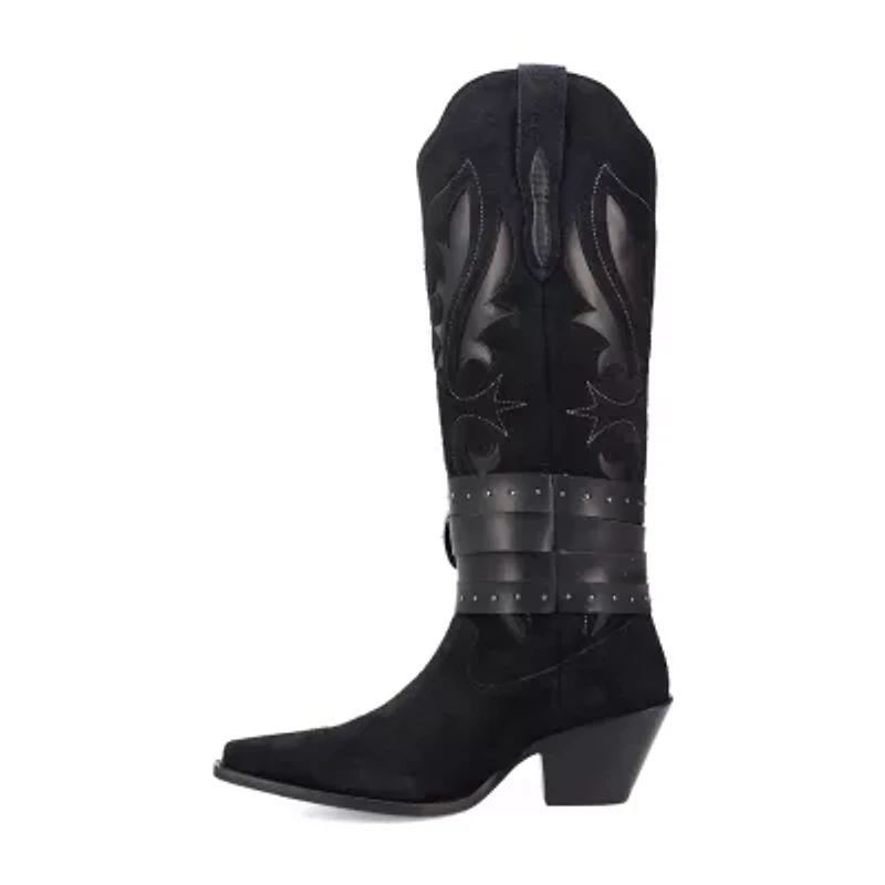 Dingo Womens Buck Wild Suede Leather Boot Block Heel Cowboy Boots