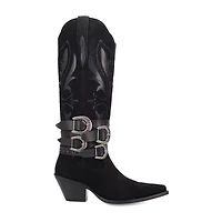 Dingo Womens Buck Wild Suede Leather Boot Block Heel Cowboy Boots