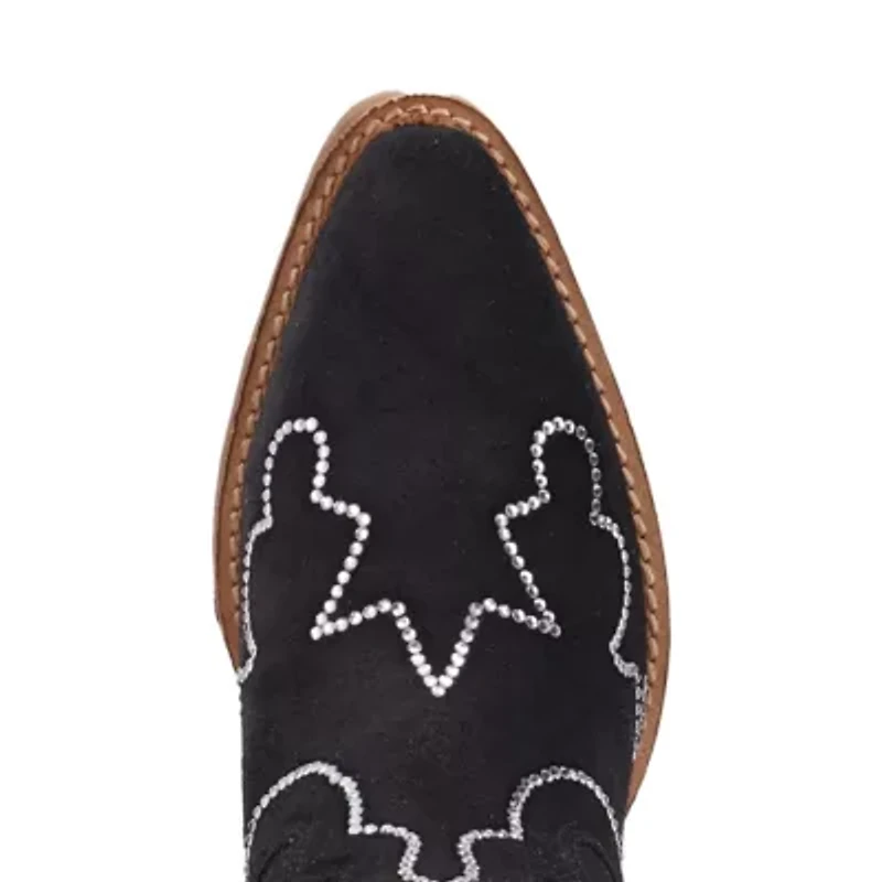 Dingo Womens Tiny Pony Suede Leather Bootie Block Heel Cowboy Boots