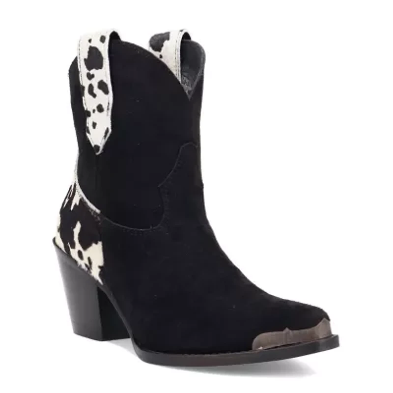 Dingo Womens Texas Charm Suede Leather Bootie Block Heel Cowboy Boots