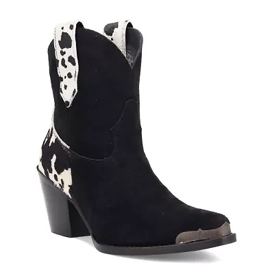 Dingo Womens Texas Charm Suede Leather Bootie Block Heel Cowboy Boots