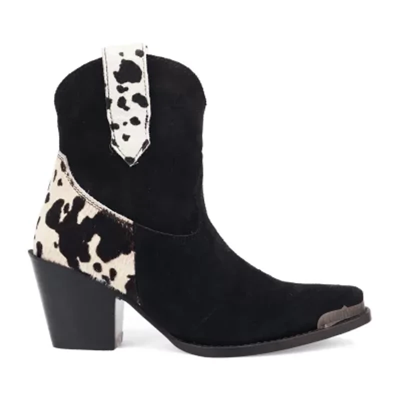 Dingo Womens Texas Charm Suede Leather Bootie Block Heel Cowboy Boots