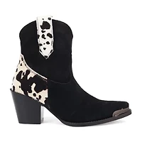Dingo Womens Texas Charm Suede Leather Bootie Block Heel Cowboy Boots