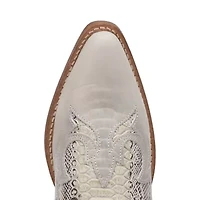 Dingo Womens Cobra Kiss Leather Bootie Block Heel Cowboy Boots