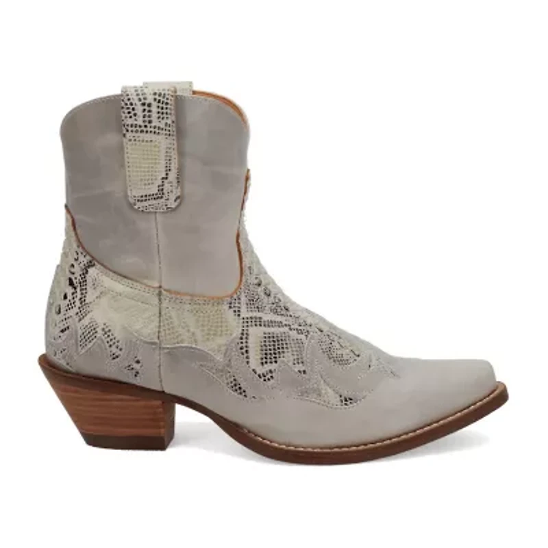 Dingo Womens Cobra Kiss Leather Bootie Block Heel Cowboy Boots