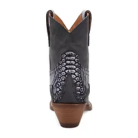 Dingo Womens Cobra Kiss Leather Bootie Block Heel Cowboy Boots