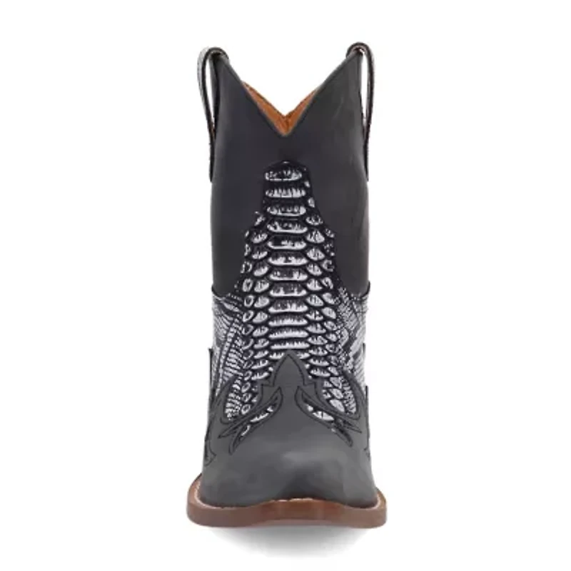 Dingo Womens Cobra Kiss Leather Bootie Block Heel Cowboy Boots
