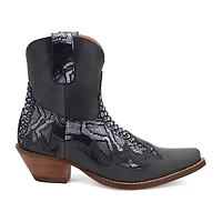 Dingo Womens Cobra Kiss Leather Bootie Block Heel Cowboy Boots