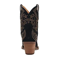 Dingo Womens Seein' Stars Suede Leather Bootie Stacked Heel Cowboy Boots