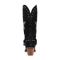 Dingo Womens Lucky Stars Suede Leather Boot Block Heel Cowboy Boots