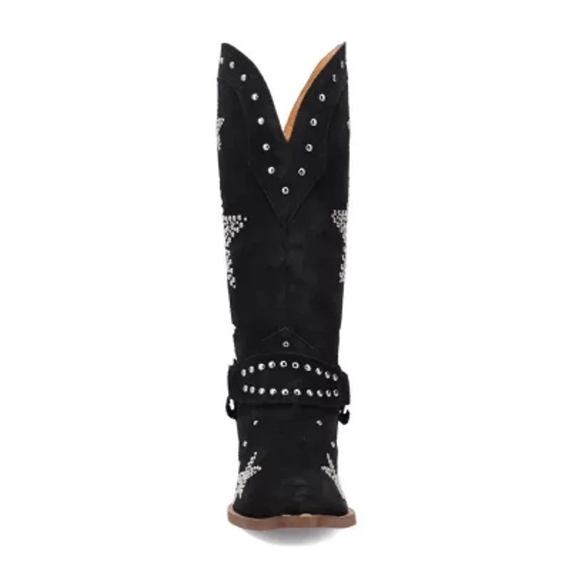 Dingo Womens Lucky Stars Suede Leather Boot Block Heel Cowboy Boots