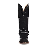Dingo Womens Lucky Stars Suede Leather Boot Block Heel Cowboy Boots