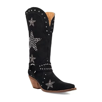 Dingo Womens Lucky Stars Suede Leather Boot Block Heel Cowboy Boots