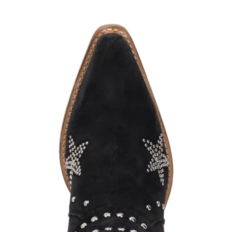 Dingo Womens Lucky Stars Suede Leather Boot Block Heel Cowboy Boots