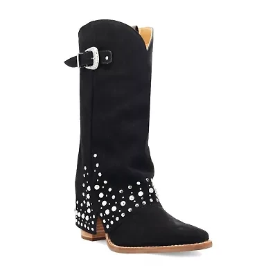 Dingo Womens Howdy Honey Suede Leather Boot Block Heel Cowboy Boots