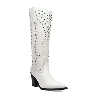 Dingo Womens Diamonds Forever Leather Boot Block Heel Cowboy Boots