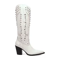 Dingo Womens Diamonds Forever Leather Boot Block Heel Cowboy Boots