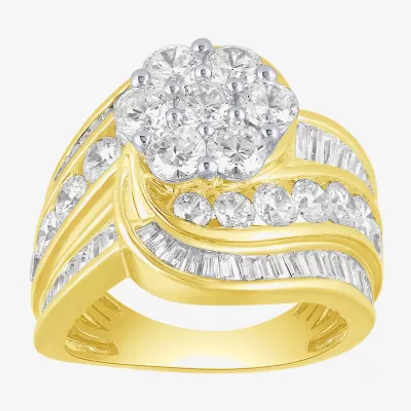 Diamond Blossom (F / Vs2) Womens 4 CT. T.W. Lab Grown White 10K Gold Cluster Cocktail Ring