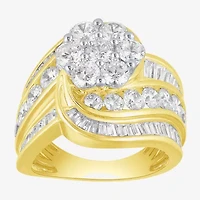 Diamond Blossom (F / Vs2) Womens 4 CT. T.W. Lab Grown White 10K Gold Cluster Cocktail Ring