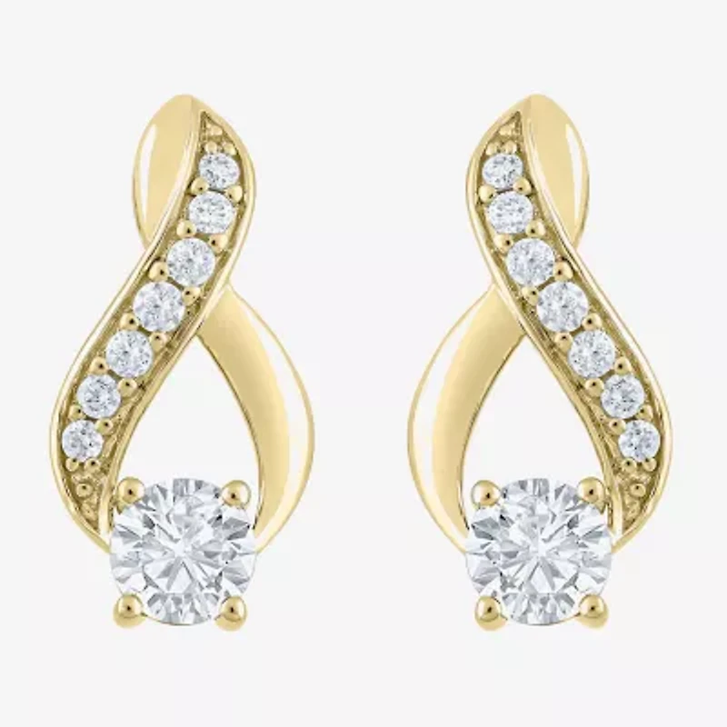 (F / Vs2) Womens 1 CT. T.W. Lab Grown White Diamond 10K Gold Drop Earrings