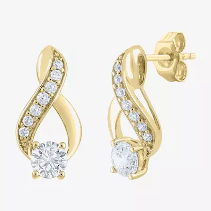 (F / Vs2) Womens 1 CT. T.W. Lab Grown White Diamond 10K Gold Drop Earrings