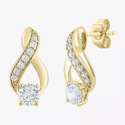 (F / Vs2) Womens 1 CT. T.W. Lab Grown White Diamond 10K Gold Drop Earrings