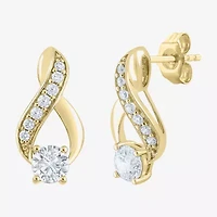 (F / Vs2) Womens 1 CT. T.W. Lab Grown White Diamond 10K Gold Drop Earrings