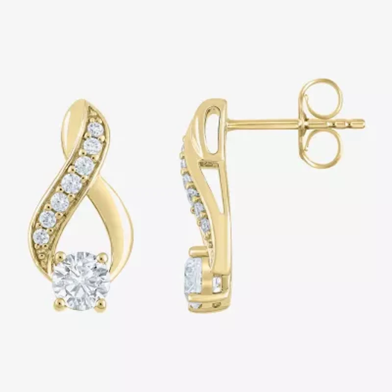 (F / Vs2) Womens 1 CT. T.W. Lab Grown White Diamond 10K Gold Drop Earrings
