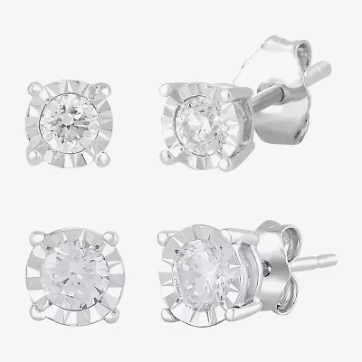 1 CT. T.W. Lab-Grown Diamond Sterling Silver Round Earring Set