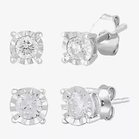 1 CT. T.W. Lab-Grown Diamond Sterling Silver Round Earring Set