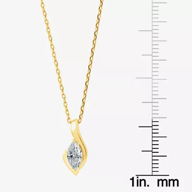 ( F/SI1 ) 3/8 CT. T.W. Lab-Grown Diamond 14K Gold Over Silver 18 Inch Marquise Pendant Necklace