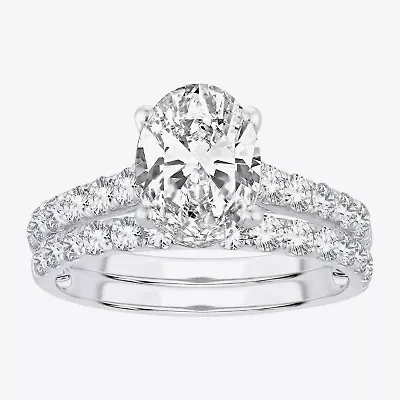 (H-I / SI1-SI2) Signature By Modern Bride Womens 2 1/2 CT. TW. Lab Grown White Diamond 14K Gold Oval Bridal Set