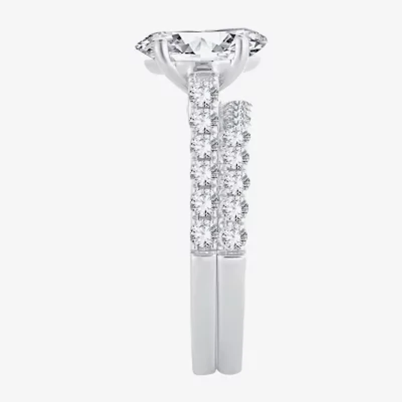 (H-I / SI1-SI2) Signature By Modern Bride Womens 2 1/2 CT. TW. Lab Grown White Diamond 14K Gold Oval Bridal Set