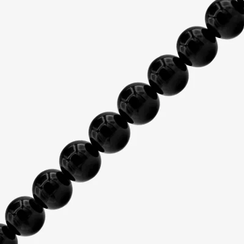 Mens Cubic Zirconia Stainless Steel Beaded Bracelet