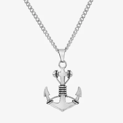 Mens Stainless Steel 24 Inch Pendant Necklace