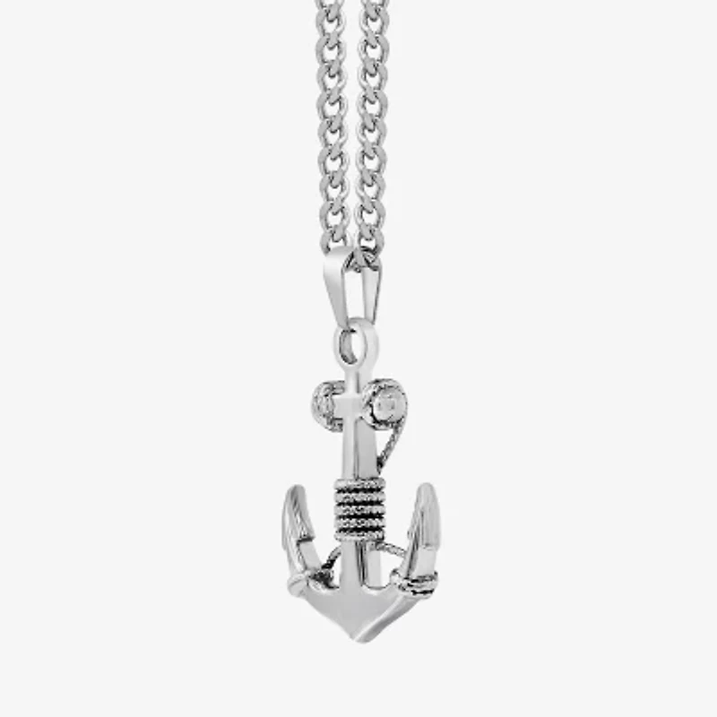 Mens Stainless Steel 24 Inch Pendant Necklace