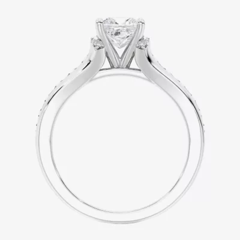 (F / Vs2) Womens 2 1/2 CT. T.W. Lab Grown White Diamond 10K Gold Side Stone Engagement Ring