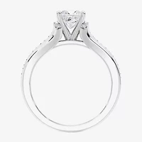 (F / Vs2) Womens 2 1/2 CT. T.W. Lab Grown White Diamond 10K Gold Side Stone Engagement Ring