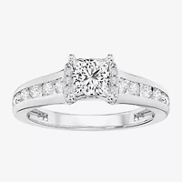 (F / Vs2) Womens 2 1/2 CT. T.W. Lab Grown White Diamond 10K Gold Side Stone Engagement Ring