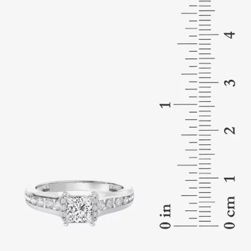(F / Vs2) Womens 2 1/2 CT. T.W. Lab Grown White Diamond 10K Gold Side Stone Engagement Ring