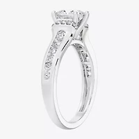(F / Vs2) Womens 2 1/2 CT. T.W. Lab Grown White Diamond 10K Gold Side Stone Engagement Ring