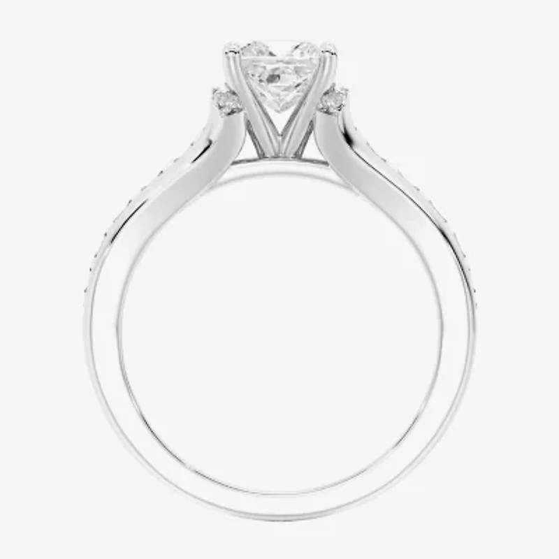 F / Vs2) Womens / CT. T.W. Lab Grown White Diamond 10K Gold Side Stone Engagement Ring