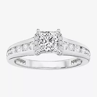 F / Vs2) Womens / CT. T.W. Lab Grown White Diamond 10K Gold Side Stone Engagement Ring